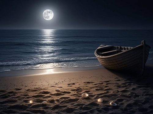 Magische Mondnacht am Meer von Infinite Artscape