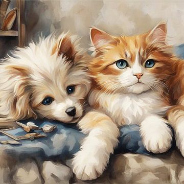 Dog and Cat Best Friends by DesignByDessie