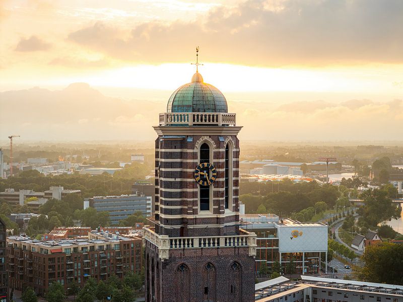 Peperbus Zwolle at sunrise - Historic icon in golden morning light by Thomas Bartelds
