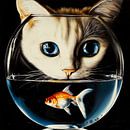 Blue-eyed cat and goldfish by Lauri Creates thumbnail