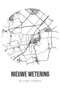 Nieuwe Wetering (Zuid-Holland) | Karte | Schwarz-Weiß von Rezona