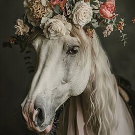 Pferd mit Blumen von Bert Nijholt