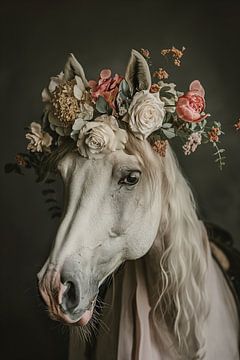 Paard met bloemen van Bert Nijholt