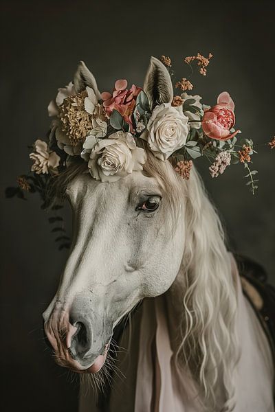 Pferd mit Blumen von Bert Nijholt