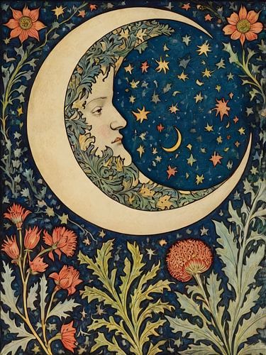 Mond und Blumen Stil William Morris