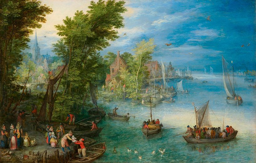 Flusslandschaft, Jan Brueghel der Ältere von Meisterhafte Meister