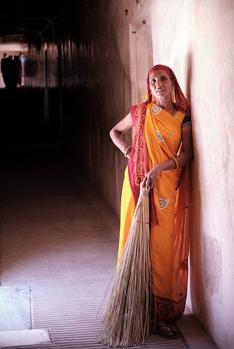 Indian woman with broom