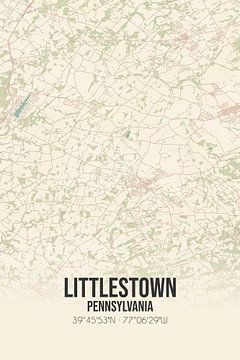 Vintage landkaart van Littlestown (Pennsylvania), USA. van Rezona