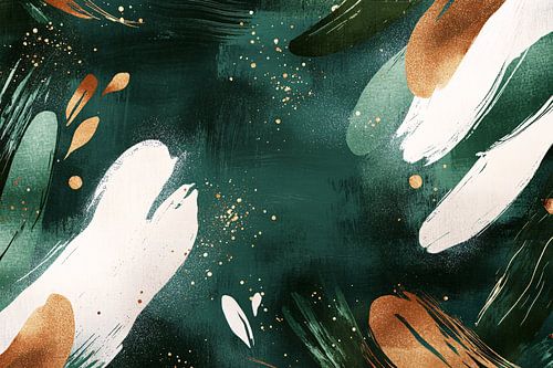 Art abstrait vert et or
