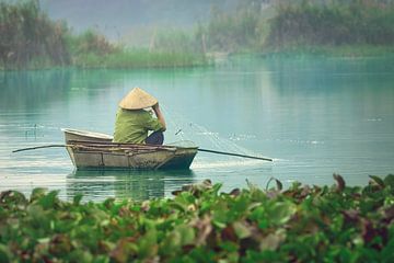 Visser in Van Long Nature Reserve in Vietnam van Inge Meijer