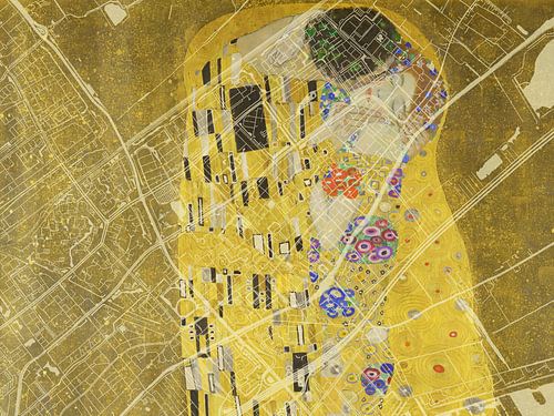 Kaart van Leidschendam met de Kus van Gustav Klimt