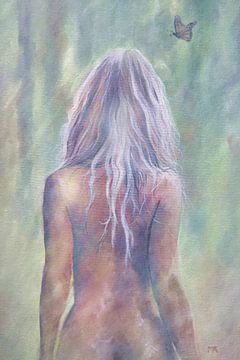 Painted bare back of a sexy woman