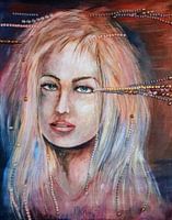 Lady with mosaic glass stones