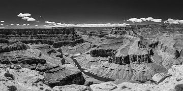 Zusammenflusspunkt Grand Canyon in Schwarz und Weiß