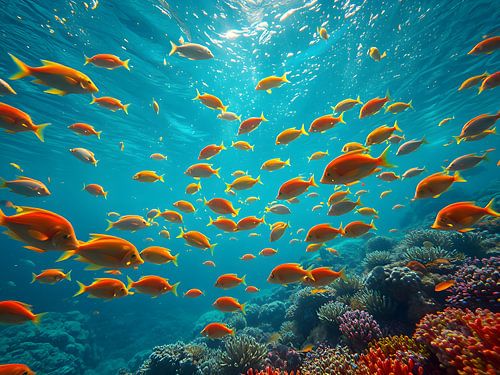 Un monde sous-marin haut en couleur : un banc de poissons tropicaux