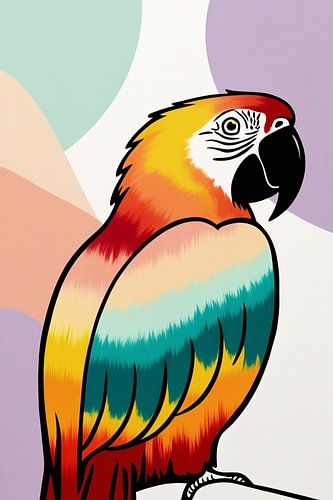 Kleurrijke papegaai op abstracte achtergrond