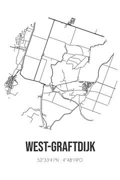 West-Graftdijk (Noord-Holland) | Karte | Schwarz und Weiß von Rezona