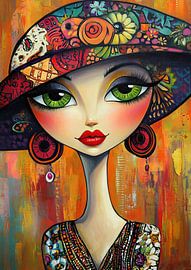 Mädchen mit Augen | Fröhliches Porträt eines Mädchens von Blickfänger Gemälde