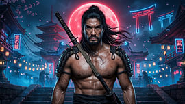 Japan, Neon Samurai von my pixel art
