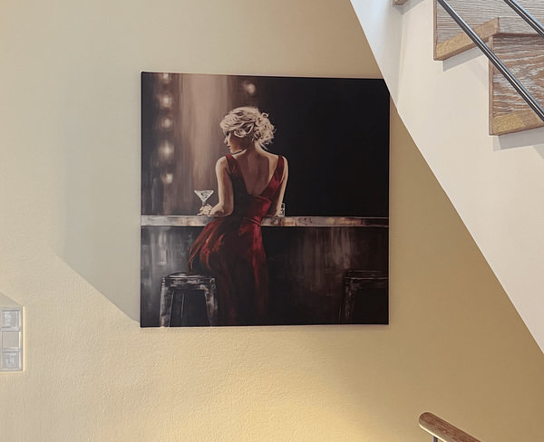 Kundenfoto: Lady in Red | Frau im roten Kleid von Lauren Wilde, auf Leinwand