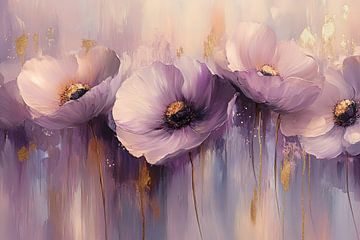 Abstracte Bloemen | Lavender Gold Rush van Abstract Schilderij