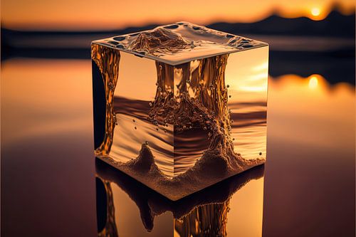 Abstracte Glazen Kubus vol helderheid en warmte