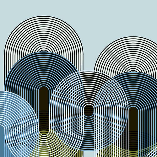 Retro Zonsondergang met Regenboog Geometrie III