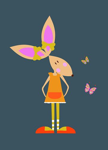 KONIJN met vlinders