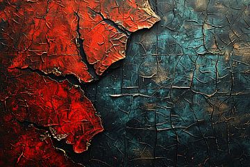 Blauw-Rood Abstract Expressie van Art & Soul Creations
