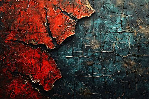 Blauw-Rood Abstract Expressie