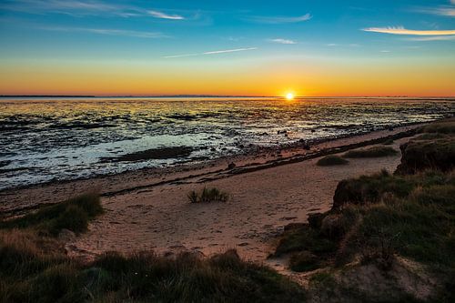 Sunrise on the North Sea coast on the island Amrum, Germany
