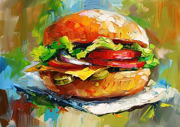 Hamburger Painting | Whimsical Delight sur Peinture Abstraite