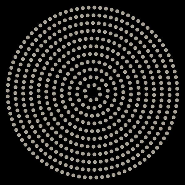 Modern abstract geometric minimalist art. Circles on black by Dina Dankers