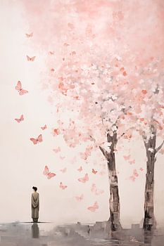 Japandi, Vlinder Boom Bloesem V