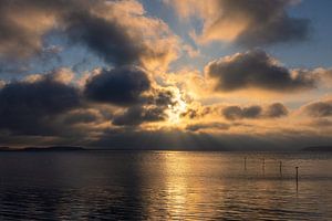 Sonnenuntergang am Achterwasser bei Warthe auf der Insel Usedom