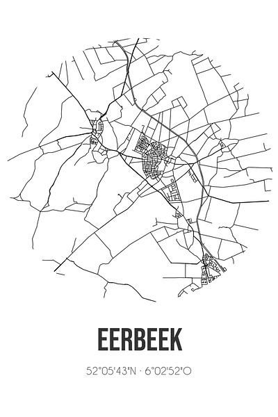 Eerbeek (Gelderland) | Map | Black and White by Prints of Place