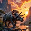 CERATONYX: Ein Dinosaurier Triceratops in einer urzeitlichen Flusslandschaft von INFERAURUM