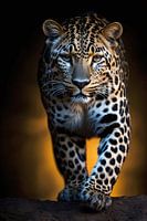 Detailliertes Leopardenporträt im Fokus