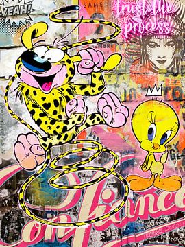 Pop Art Picture Canvas Wall Decoration Marsupilami vs Tweety. van heroesberlin