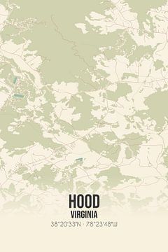 Vintage landkaart van Hood (Virginia), USA. van Rezona