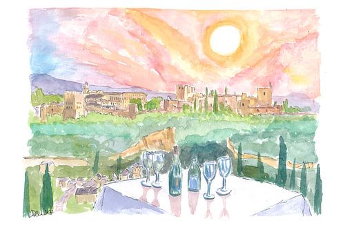 Zauberhafter Granada-Andalusien-Nachmittag mit romantischem Restauranttisch