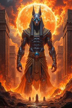 SOLARIS – The Egyptian God Anubis Before a Burning Sun by INFERAURUM