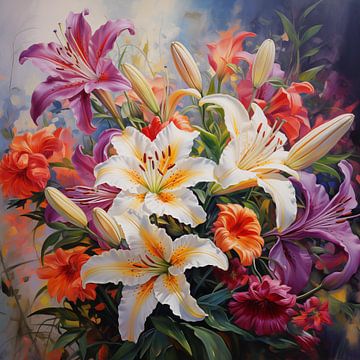 Lily flowers colourful artistic by The Xclusive Art