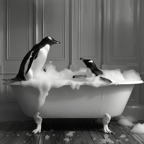 Pinguin in der Badewanne - Ein bezauberndes Badezimmerkunstwerk für Ihr WC