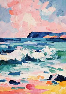 Brandung am Abend in Rosa und Blau von Niklas Maximilian