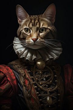 Kat in middeleeuwse kleding van Wall Wonder