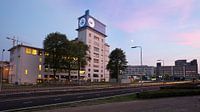 Klokgebouw Eindhoven bij zonsondergang