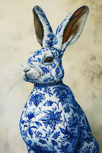 Portrait Lapin en porcelaine