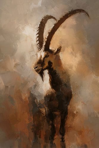 Woeste steenbok in aardetinten