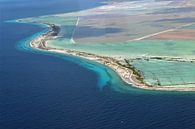 Bonaire from above, with the old salt works and the salt pans. by Silvia Weenink thumbnail